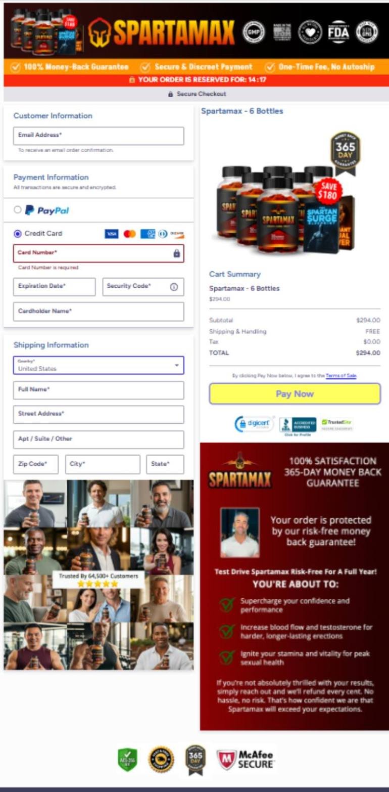 Spartamax order secure checkout and privacy assurance